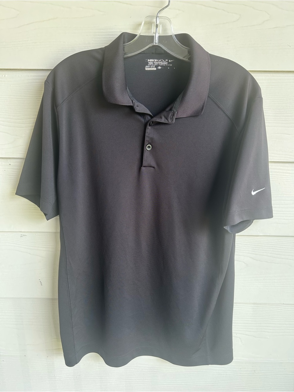 Nike‎ Black Men's Short-Sleeve Polo with White Swoosh